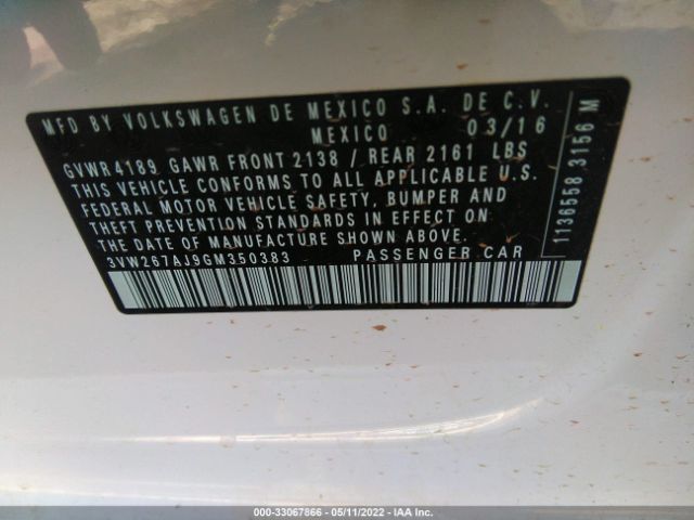 Photo 8 VIN: 3VW267AJ9GM350383 - VOLKSWAGEN JETTA SEDAN 