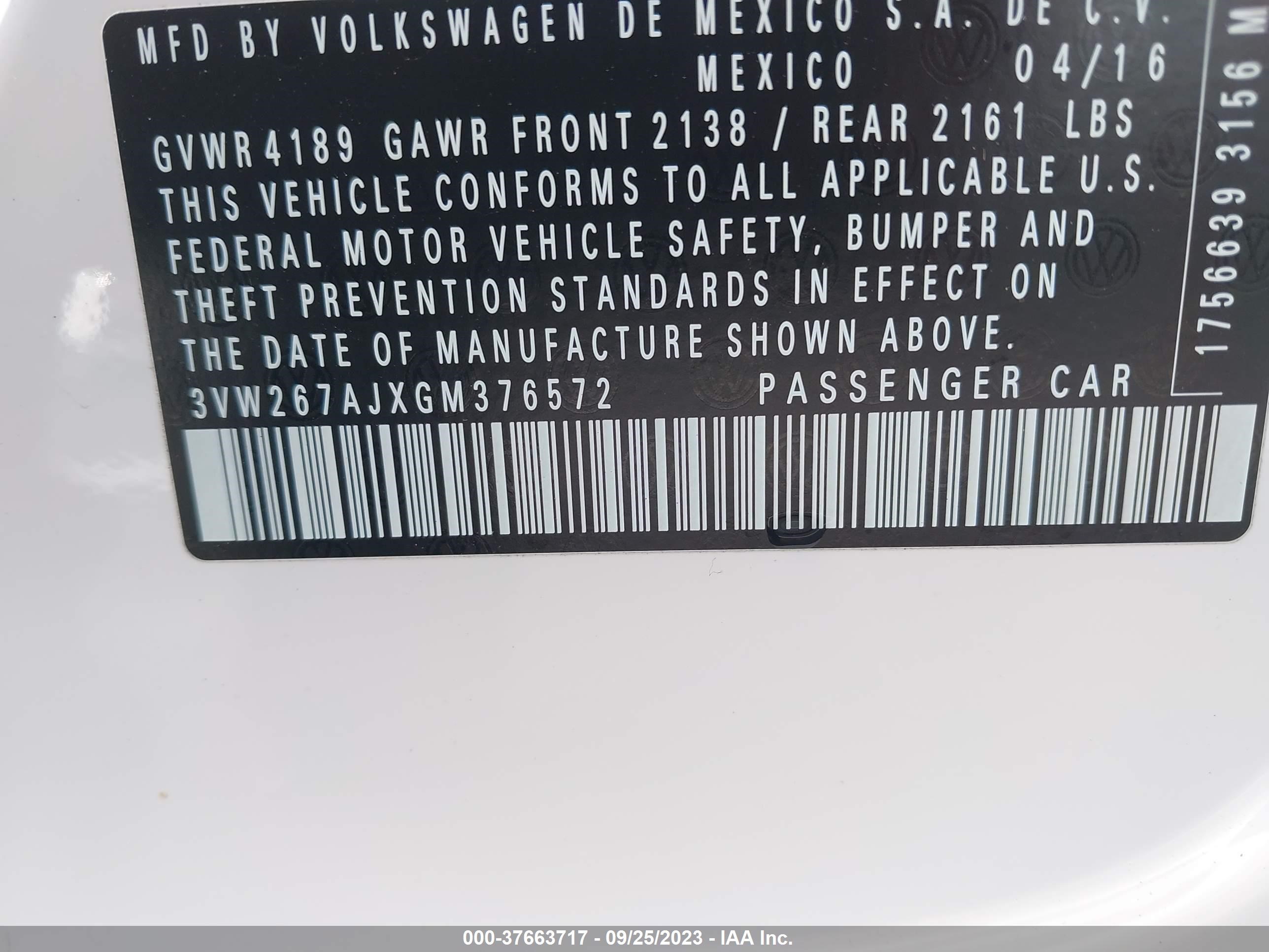 Photo 8 VIN: 3VW267AJXGM376572 - VOLKSWAGEN JETTA 