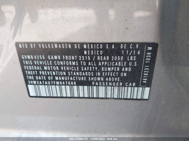 Photo 8 VIN: 3VW2A7AU7FM047688 - VOLKSWAGEN GOLF 