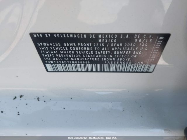 Photo 8 VIN: 3VW2A7AU7FM096969 - VOLKSWAGEN GOLF 