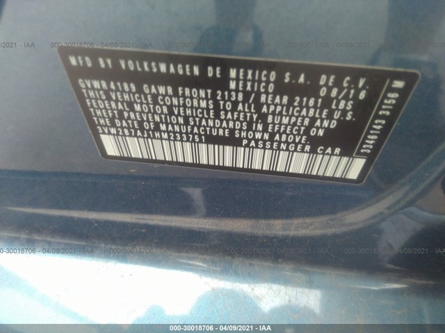 Photo 8 VIN: 3VW2B7AJ1HM233751 - VOLKSWAGEN JETTA 