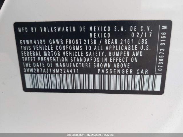 Photo 8 VIN: 3VW2B7AJ1HM324471 - VOLKSWAGEN JETTA 