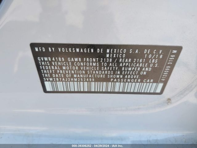 Photo 8 VIN: 3VW2B7AJ2HM252499 - VOLKSWAGEN JETTA 