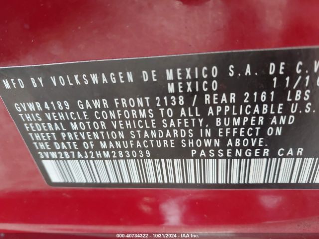 Photo 8 VIN: 3VW2B7AJ2HM283039 - VOLKSWAGEN JETTA 