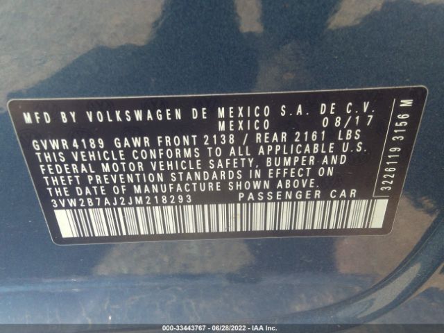 Photo 8 VIN: 3VW2B7AJ2JM218293 - VOLKSWAGEN JETTA 