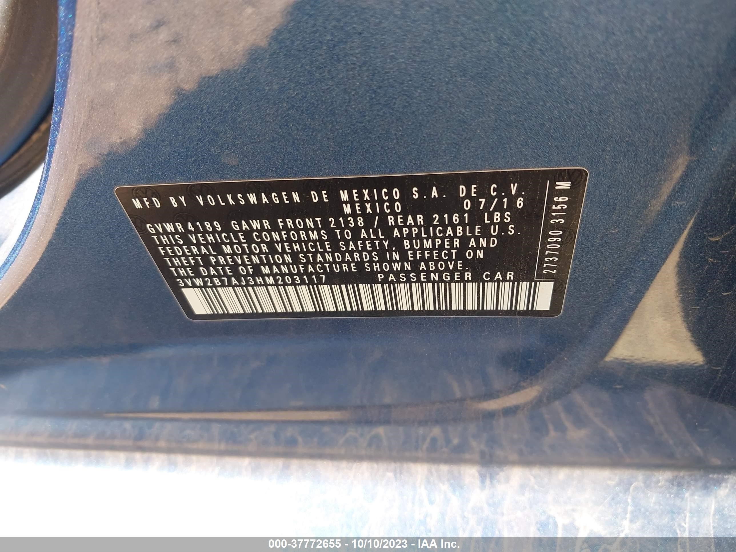 Photo 8 VIN: 3VW2B7AJ3HM203117 - VOLKSWAGEN JETTA 