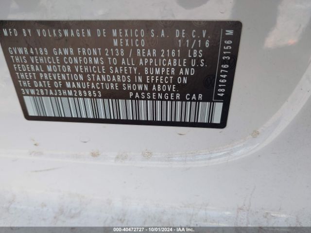 Photo 8 VIN: 3VW2B7AJ3HM289853 - VOLKSWAGEN JETTA 