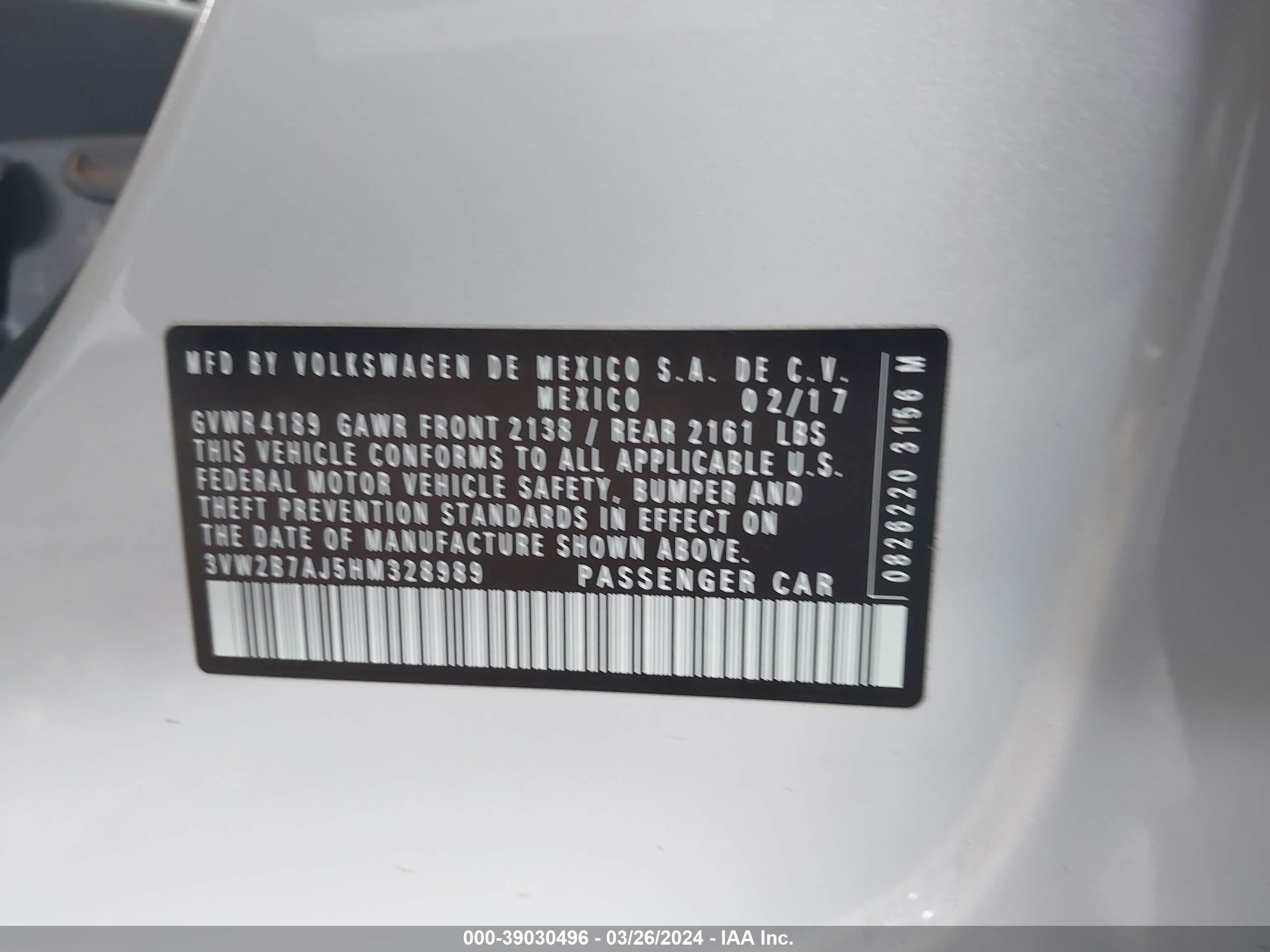 Photo 8 VIN: 3VW2B7AJ5HM328989 - VOLKSWAGEN JETTA 