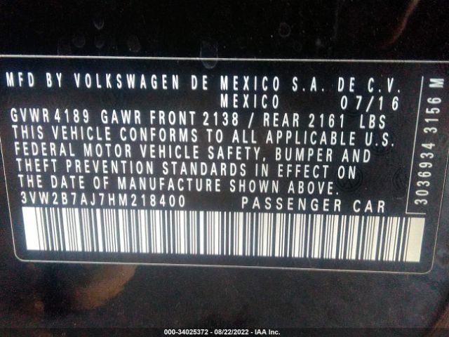 Photo 8 VIN: 3VW2B7AJ7HM218400 - VOLKSWAGEN JETTA 