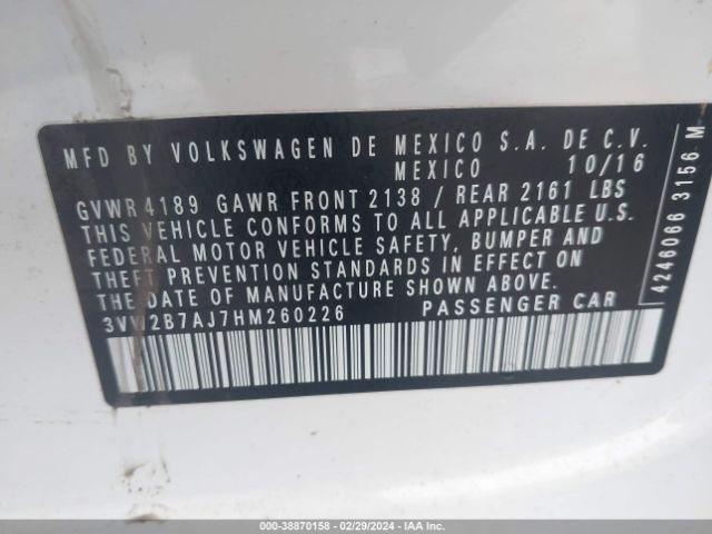 Photo 8 VIN: 3VW2B7AJ7HM260226 - VOLKSWAGEN JETTA 