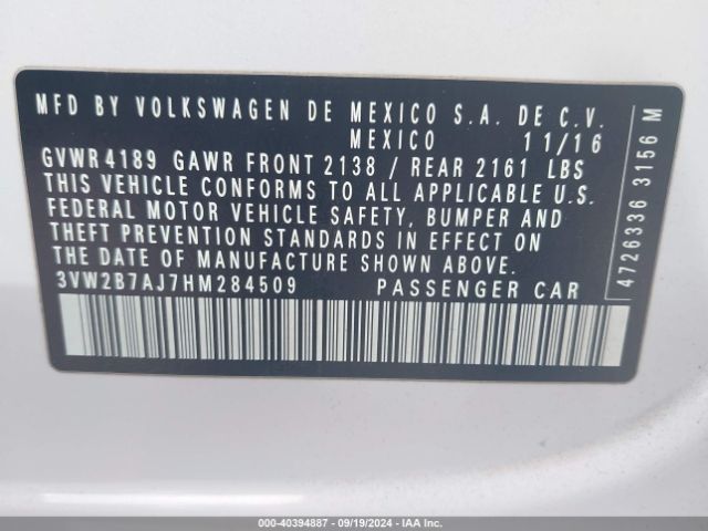 Photo 8 VIN: 3VW2B7AJ7HM284509 - VOLKSWAGEN JETTA 