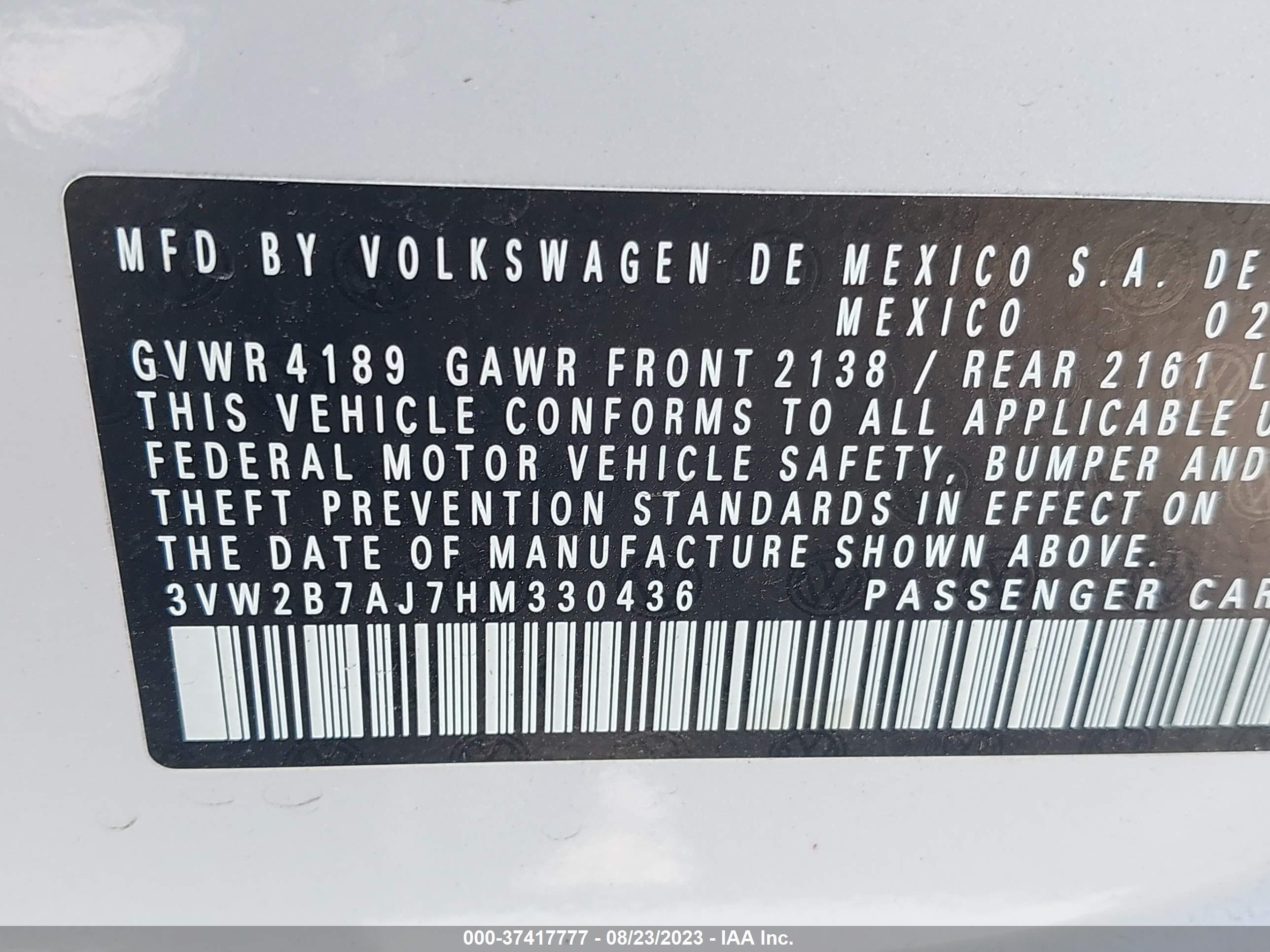 Photo 8 VIN: 3VW2B7AJ7HM330436 - VOLKSWAGEN JETTA 