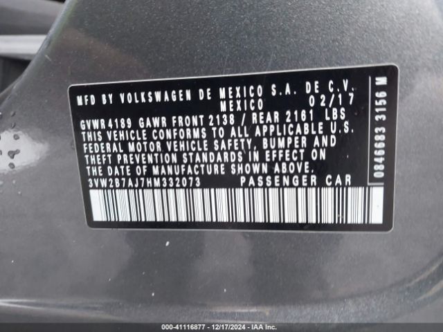 Photo 8 VIN: 3VW2B7AJ7HM332073 - VOLKSWAGEN JETTA 