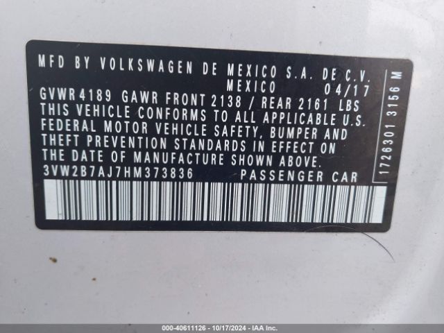 Photo 8 VIN: 3VW2B7AJ7HM373836 - VOLKSWAGEN JETTA 