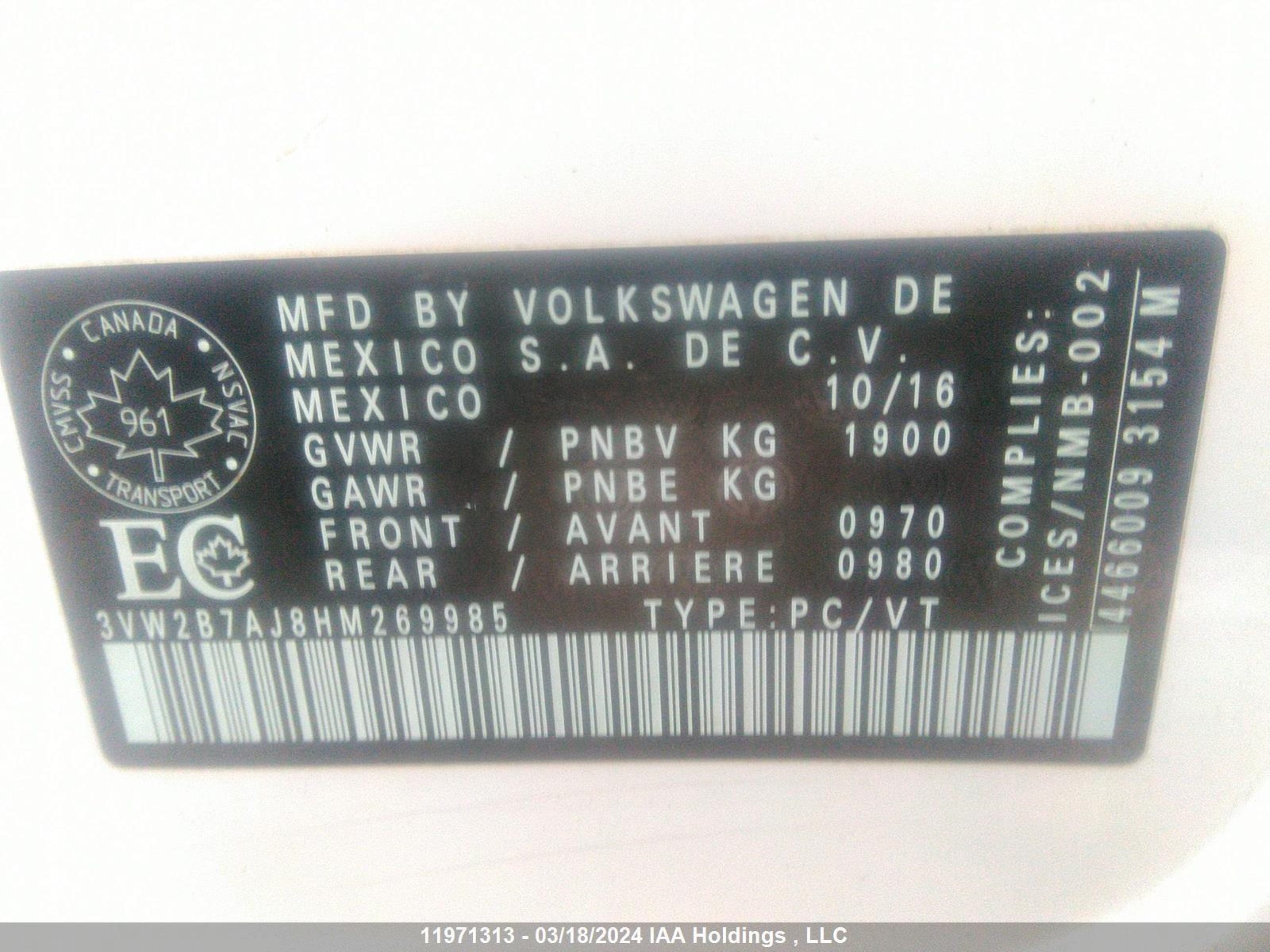 Photo 8 VIN: 3VW2B7AJ8HM269985 - VOLKSWAGEN JETTA 