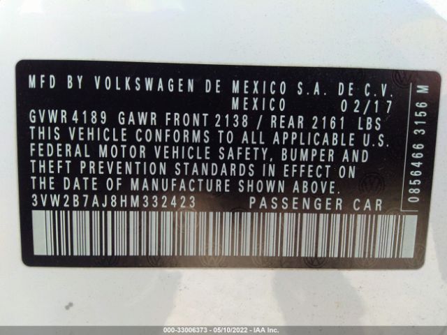 Photo 8 VIN: 3VW2B7AJ8HM332423 - VOLKSWAGEN JETTA 