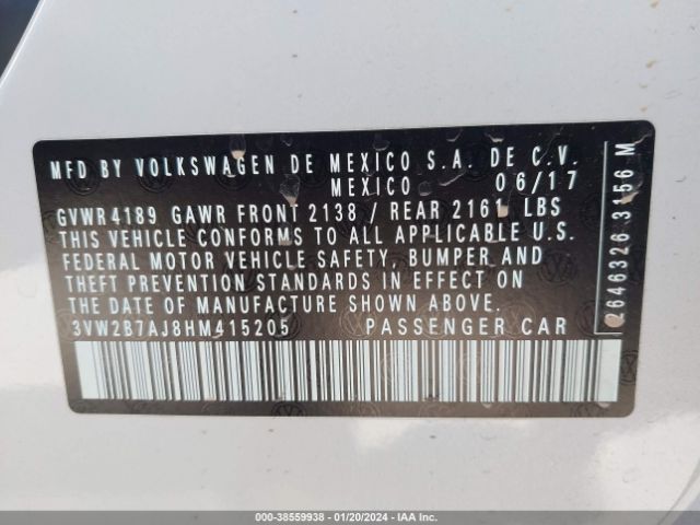 Photo 8 VIN: 3VW2B7AJ8HM415205 - VOLKSWAGEN JETTA 