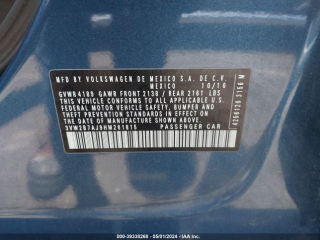 Photo 8 VIN: 3VW2B7AJ9HM261815 - VOLKSWAGEN JETTA 