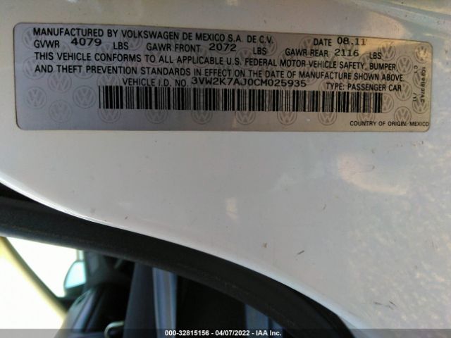 Photo 8 VIN: 3VW2K7AJ0CM025935 - VOLKSWAGEN JETTA SEDAN 