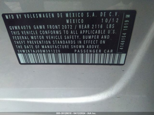 Photo 8 VIN: 3VW2K7AJ0DM391220 - VOLKSWAGEN JETTA 