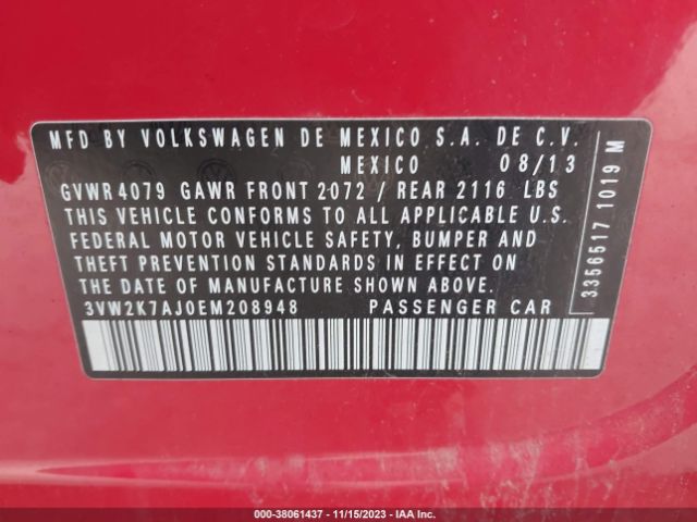 Photo 8 VIN: 3VW2K7AJ0EM208948 - VOLKSWAGEN JETTA 