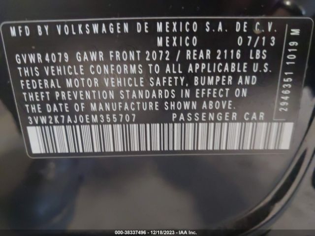 Photo 8 VIN: 3VW2K7AJ0EM355707 - VOLKSWAGEN JETTA 