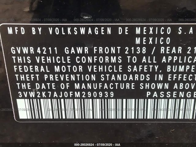 Photo 8 VIN: 3VW2K7AJ0FM290939 - VOLKSWAGEN JETTA 