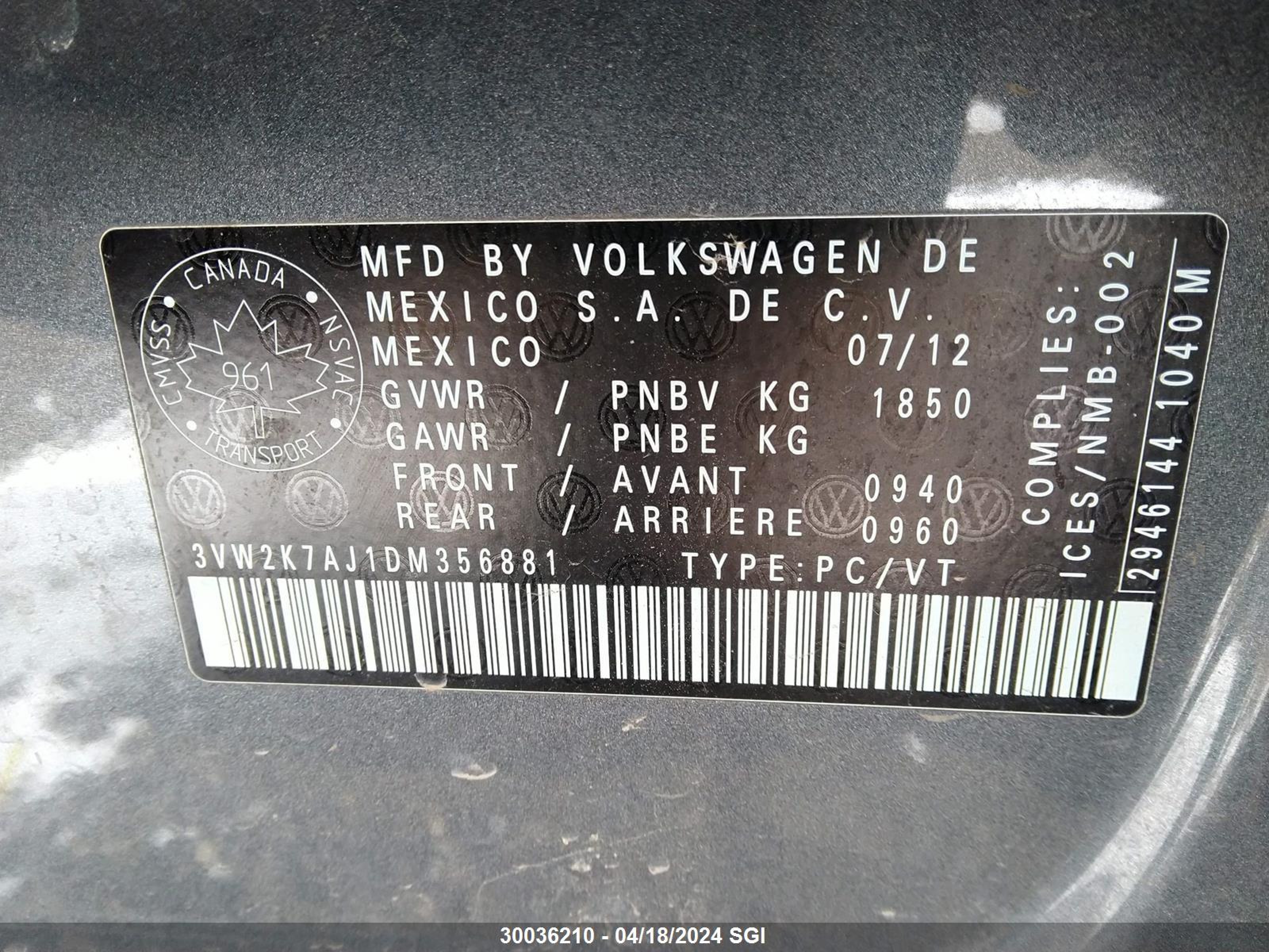 Photo 8 VIN: 3VW2K7AJ1DM356881 - VOLKSWAGEN JETTA 