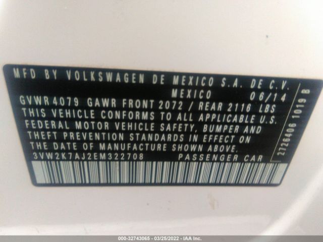 Photo 8 VIN: 3VW2K7AJ2EM322708 - VOLKSWAGEN JETTA SEDAN 