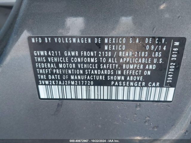 Photo 8 VIN: 3VW2K7AJ2FM217720 - VOLKSWAGEN JETTA 