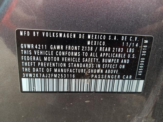 Photo 9 VIN: 3VW2K7AJ2FM253116 - VOLKSWAGEN JETTA 