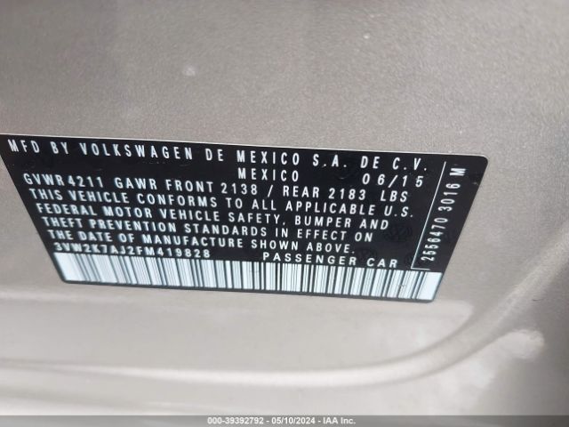 Photo 8 VIN: 3VW2K7AJ2FM419828 - VOLKSWAGEN JETTA 