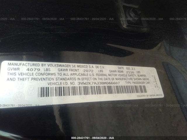 Photo 8 VIN: 3VW2K7AJ3BM066607 - VOLKSWAGEN JETTA SEDAN 