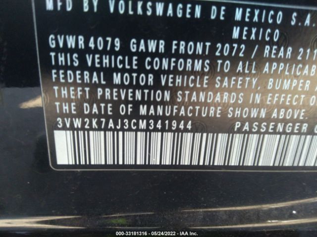 Photo 8 VIN: 3VW2K7AJ3CM341944 - VOLKSWAGEN JETTA SEDAN 