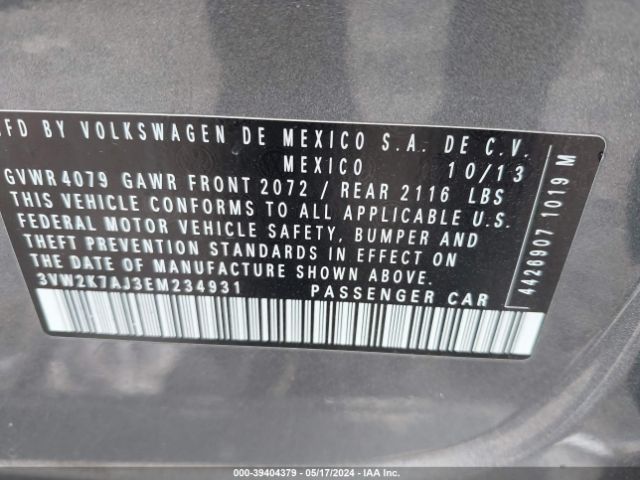 Photo 8 VIN: 3VW2K7AJ3EM234931 - VOLKSWAGEN JETTA 