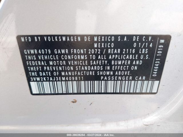 Photo 8 VIN: 3VW2K7AJ3EM409811 - VOLKSWAGEN JETTA 