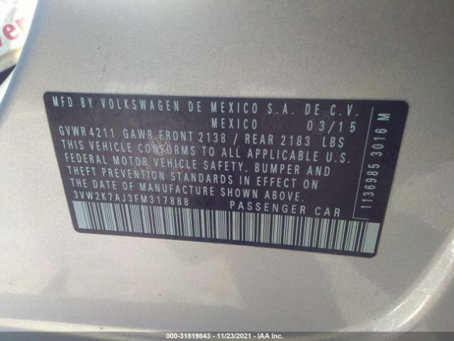 Photo 8 VIN: 3VW2K7AJ3FM317888 - VOLKSWAGEN JETTA SEDAN 