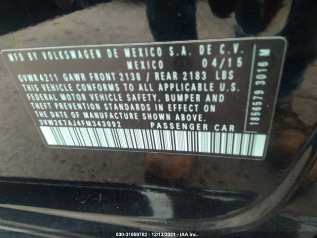 Photo 8 VIN: 3VW2K7AJ4FM343092 - VOLKSWAGEN JETTA 