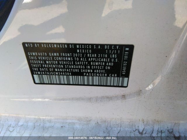 Photo 8 VIN: 3VW2K7AJ5CM346384 - VOLKSWAGEN JETTA SEDAN 