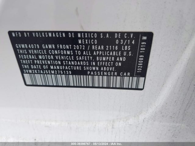 Photo 8 VIN: 3VW2K7AJ5EM275139 - VOLKSWAGEN JETTA 