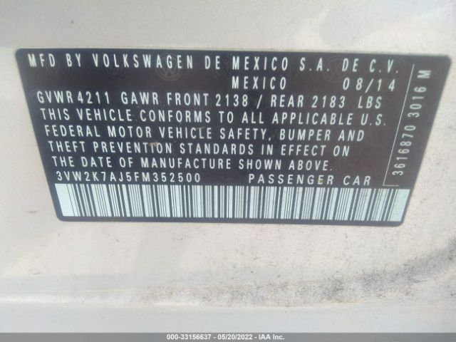 Photo 8 VIN: 3VW2K7AJ5FM352500 - VOLKSWAGEN JETTA SEDAN 