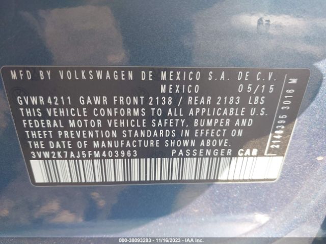 Photo 8 VIN: 3VW2K7AJ5FM403963 - VOLKSWAGEN JETTA 