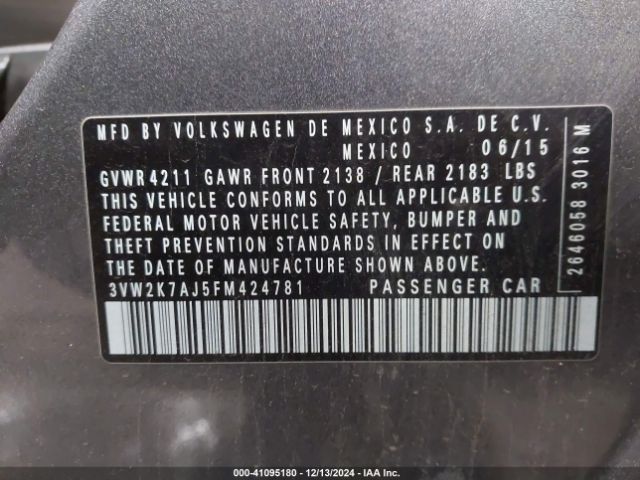 Photo 8 VIN: 3VW2K7AJ5FM424781 - VOLKSWAGEN JETTA 