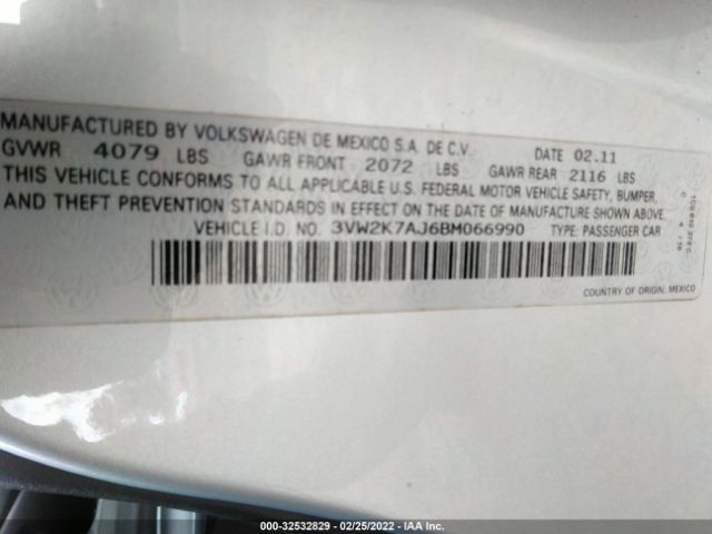 Photo 8 VIN: 3VW2K7AJ6BM066990 - VOLKSWAGEN JETTA SEDAN 