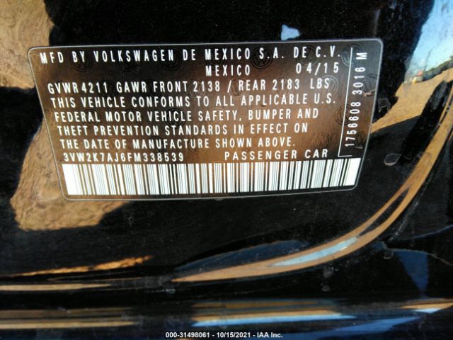 Photo 8 VIN: 3VW2K7AJ6FM338539 - VOLKSWAGEN JETTA SEDAN 