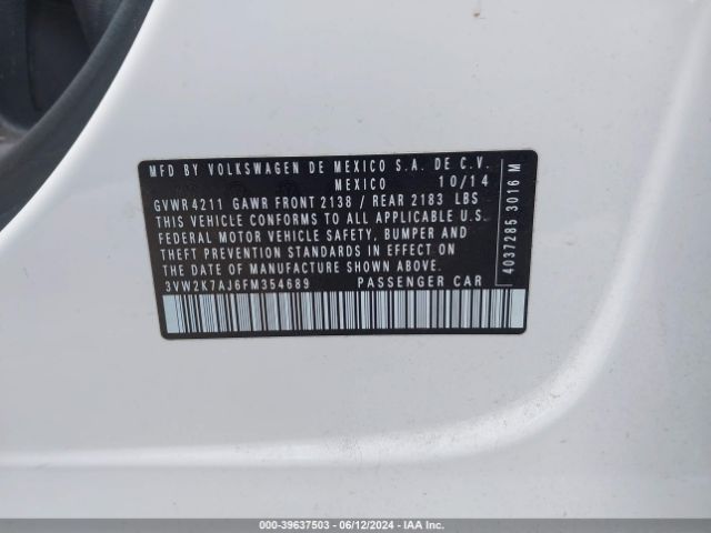 Photo 8 VIN: 3VW2K7AJ6FM354689 - VOLKSWAGEN JETTA 