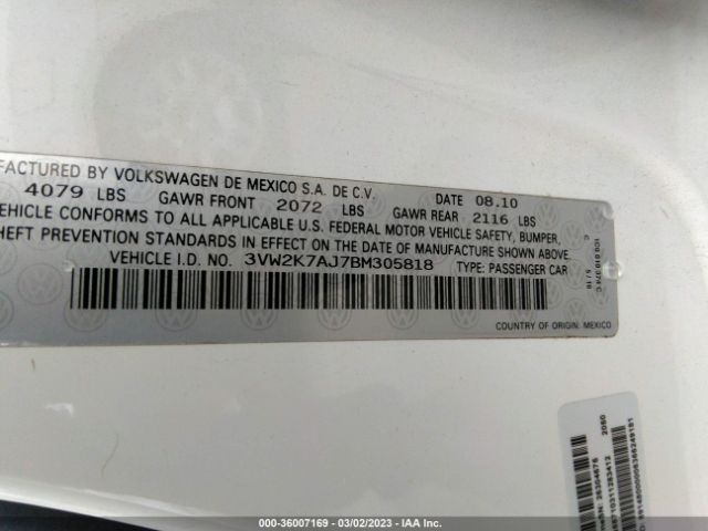 Photo 8 VIN: 3VW2K7AJ7BM305818 - VOLKSWAGEN JETTA 