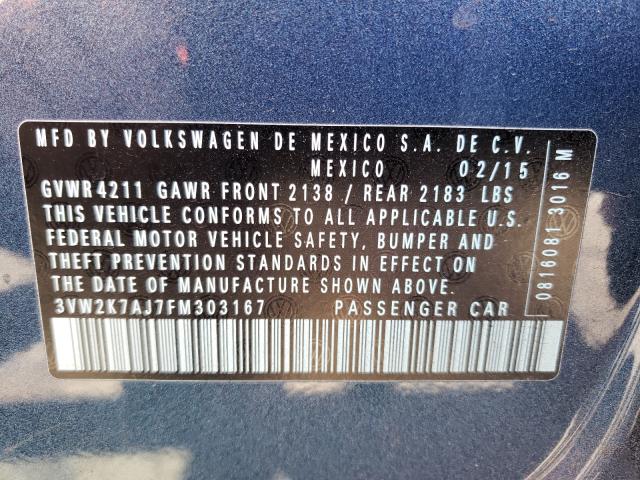 Photo 9 VIN: 3VW2K7AJ7FM303167 - VOLKSWAGEN JETTA BASE 