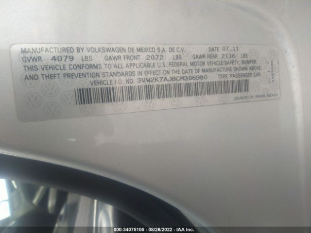 Photo 8 VIN: 3VW2K7AJ8CM306980 - VOLKSWAGEN JETTA SEDAN 