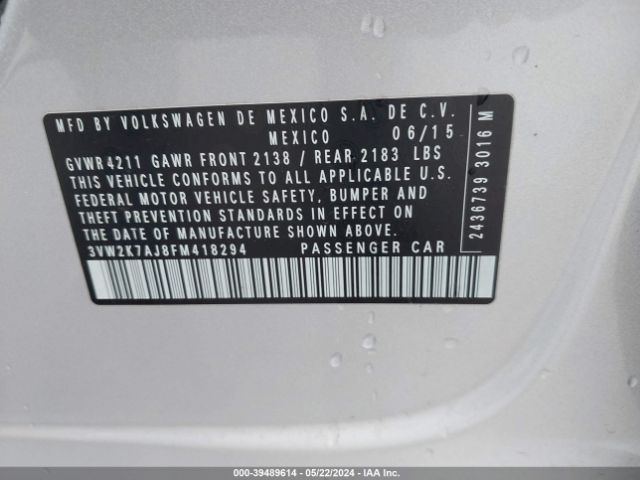 Photo 8 VIN: 3VW2K7AJ8FM418294 - VOLKSWAGEN JETTA 